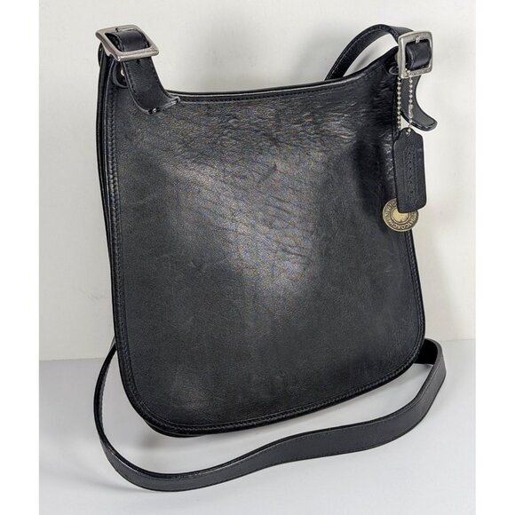 Vintage Coach 9131 Legacy Saddle Black Leather Flap Crossbody Shoulder Bag Purse - Picture 1 of 7
